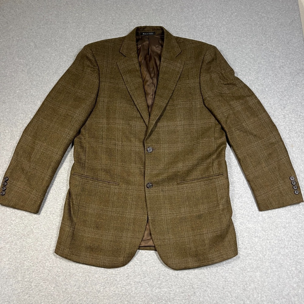Pendleton Blazer Mens 42R Green Plaid Wool Lined Sport Coat Lined Pockets Vent